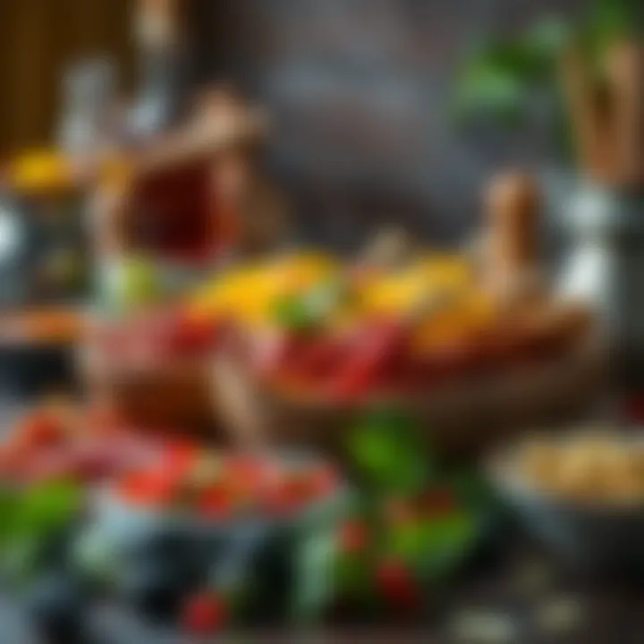 Global Culinary Influences Colorful spices and ingredients representing global cuisines