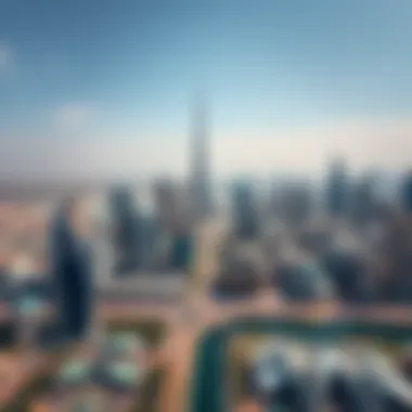 Iconic Dubai Skyline Aerial view of Dubai skyline showcasing iconic architecture