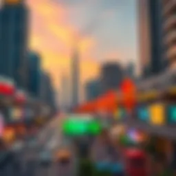 Vibrant skyline of Dubai showcasing the مينا market area.