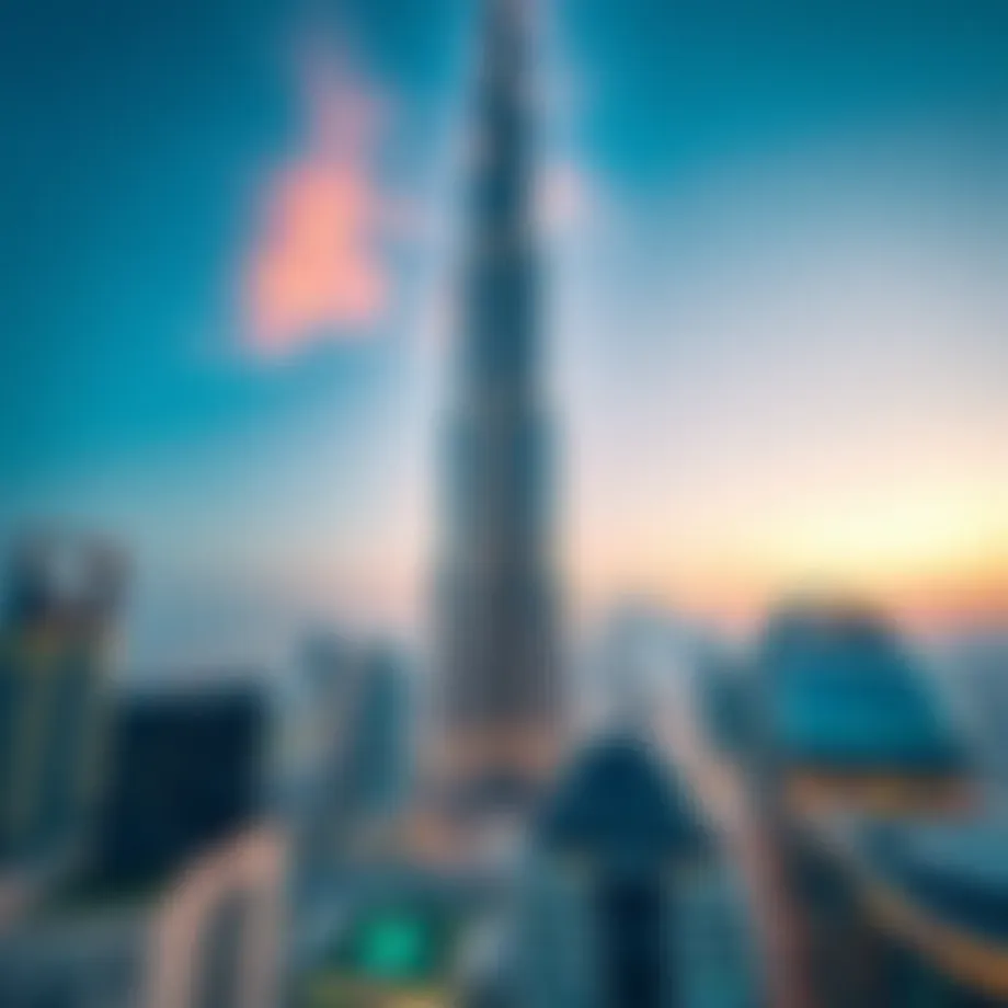 The iconic Burj Khalifa towering over the urban skyline