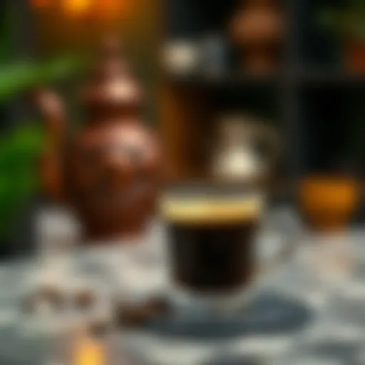 A beautifully crafted cup of traditional Arabic coffee