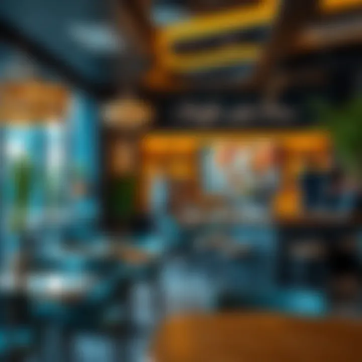 Contemporary Café Ambiance in Dubai A vibrant café interior showcasing Dubai's modern coffee scene