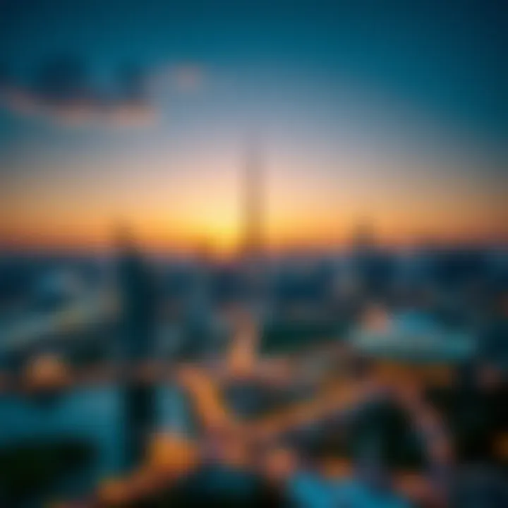 Stunning sunset over Dubai skyline