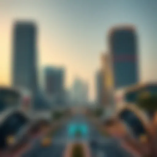 Modern Architectural Marvels in Festival City Skyline view of Festival City, showcasing modern architecture