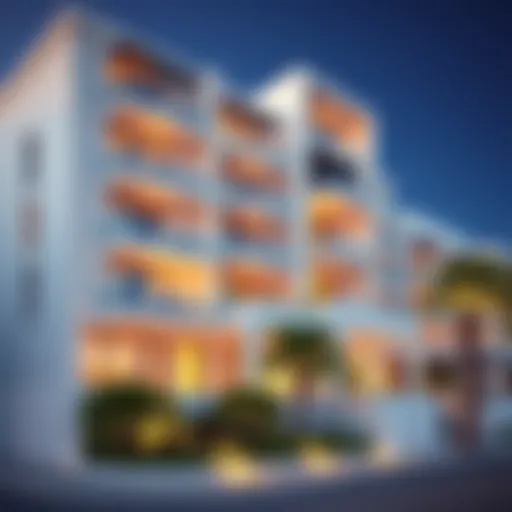 Exterior view of Golden Sands Hotel Apartments showcasing modern architecture