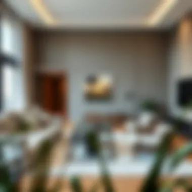 Luxurious living space within Golden Sands Hotel Apartments highlighting contemporary design