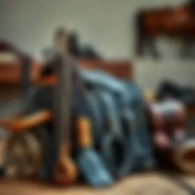 A selection of essential horse riding equipment neatly arranged