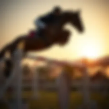 A rider practicing jumps at an equestrian school
