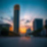 Stunning view of Icon Tower Tecom at sunset