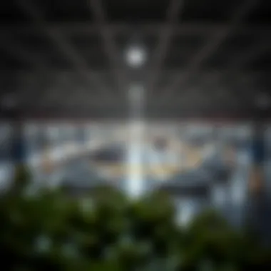 Overview of the parking facility showing spacious layout