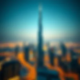 Aerial view showcasing MBK Tower's striking silhouette against the Dubai skyline