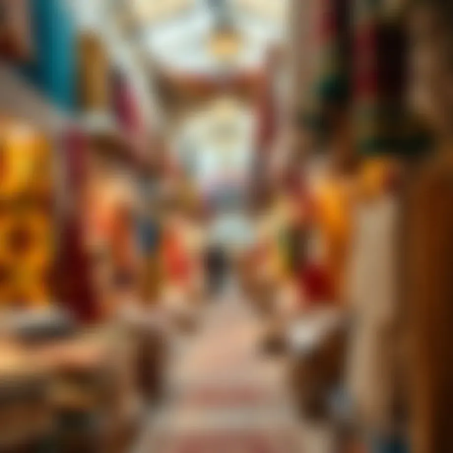 Vibrant market scene at Meena Bazaar showcasing traditional textiles