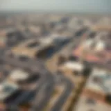 Aerial view of Mussafah industrial area showcasing various factories and businesses