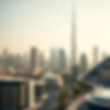 Dubai's Modern Architectural Landscape A skyline view of Dubai showcasing modern architecture