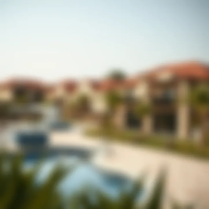 A scenic view of a residential community in Dubai highlighting lifestyle amenities