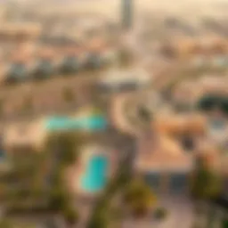 Aerial view of Oasis Emaar showcasing its strategic location in Dubai
