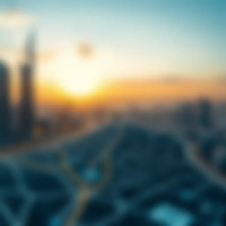 Map highlighting different districts of Dubai