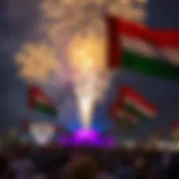 UAE National Day celebrations with fireworks and flags