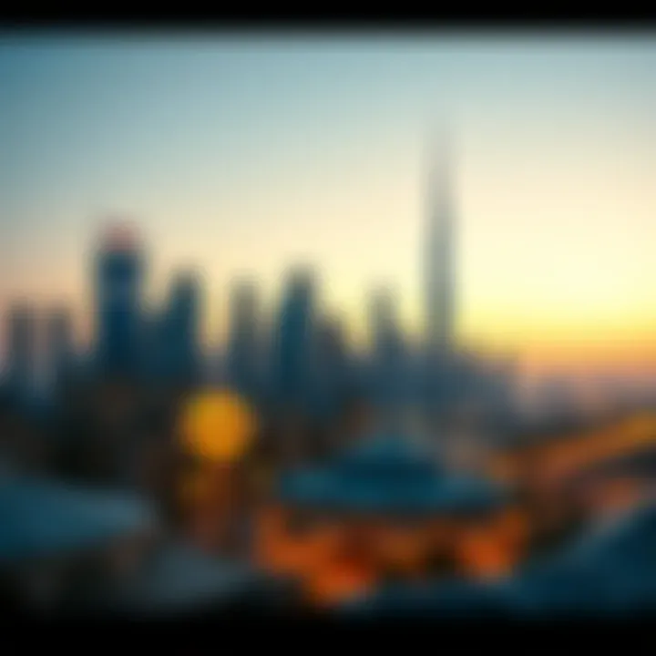 Dubai Skyline at Twilight A serene view of the Dubai skyline during twilight, showcasing the beauty of Ramadan evenings.