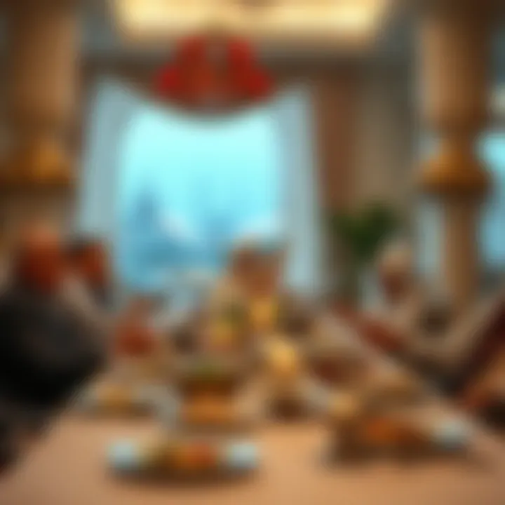 Iftar Gatherings: A Time for Community An elegant Iftar table set with traditional dishes and delicacies.