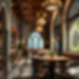 Elegant Arabic cafe interior showcasing intricate designs and traditional elements