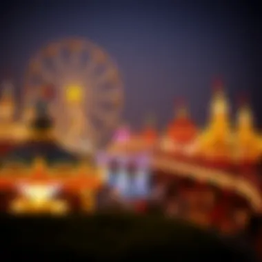 An enchanting evening view of the rides and attractions at Global Village