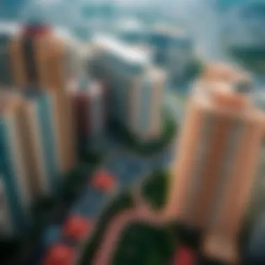 Aerial Perspective of Tower Avenue Rentals Aerial view of rental apartments in Tower Avenue, showcasing the area