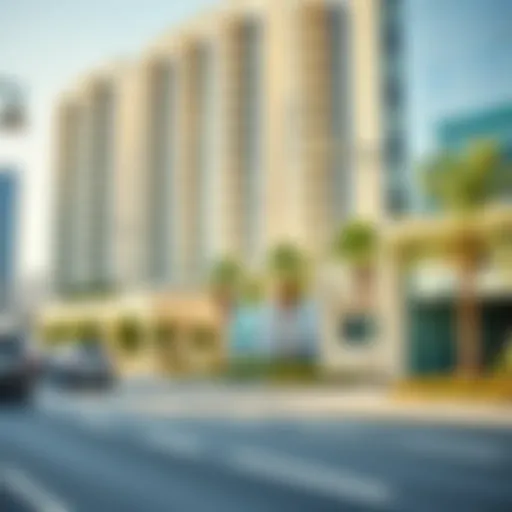 Vibrant streetscape of Tower Avenue featuring modern architecture