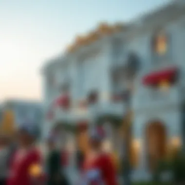 Luxury residential properties adorned for festivities