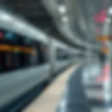 A sleek metro train gliding along the tracks in Dubai