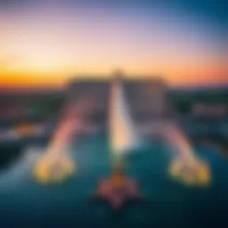 Aerial view of the Pointe Fountain Show at dusk