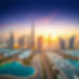 Dubai skyline with visa symbols